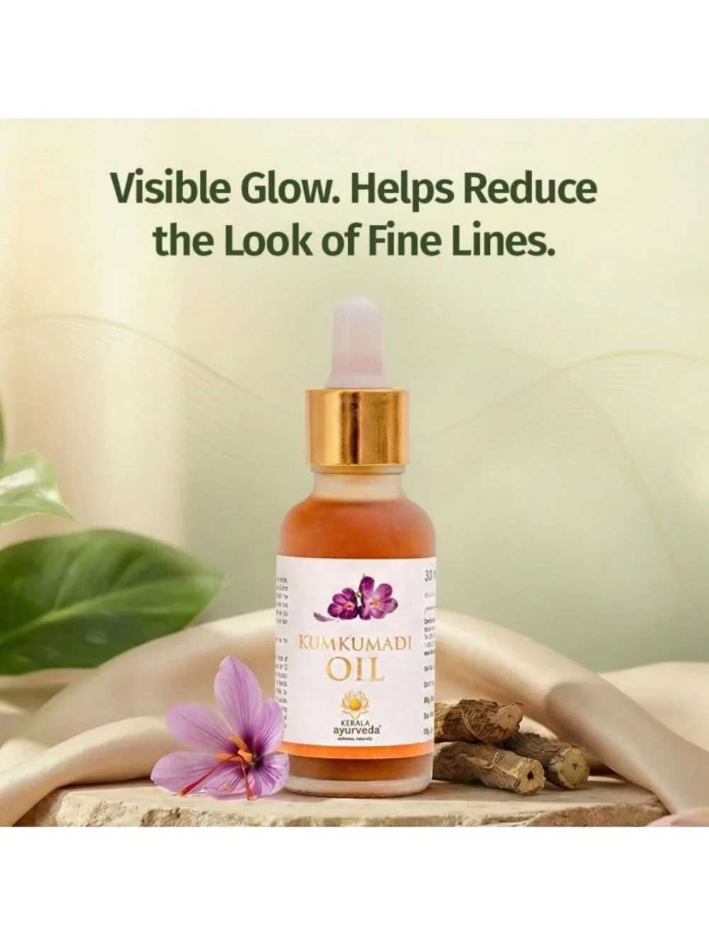 Brightening Kumkumadi Face Oil | Anti-Aging Serum with Saffron & Lotus | Reduces